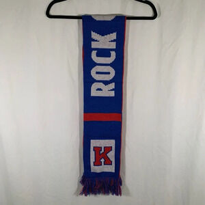 Kansas Jayhawks Scarf Unisex 60" Red Blue Knit 7" Wide Wrap Rock Chalk